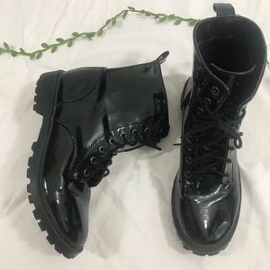 H&M ~ Black Patent Combat Boots ~